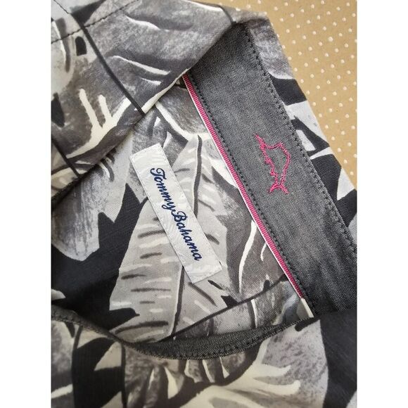 Tommy Bahama Hawaiian Shirt Mens L Gray Palm Leaf Button Up Resort Wear Casual - Picture 8 of 9